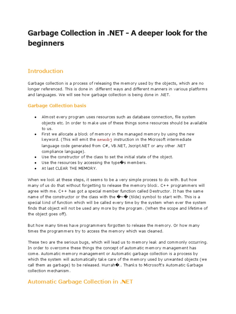 Beginners: Garbage Collection Basis | PDF | 64 Bit Computing | Programming
