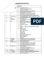 Demobilasation Plan: Should Be Done by A Third Party Approved Contractors. Isolate The Dismantling Area