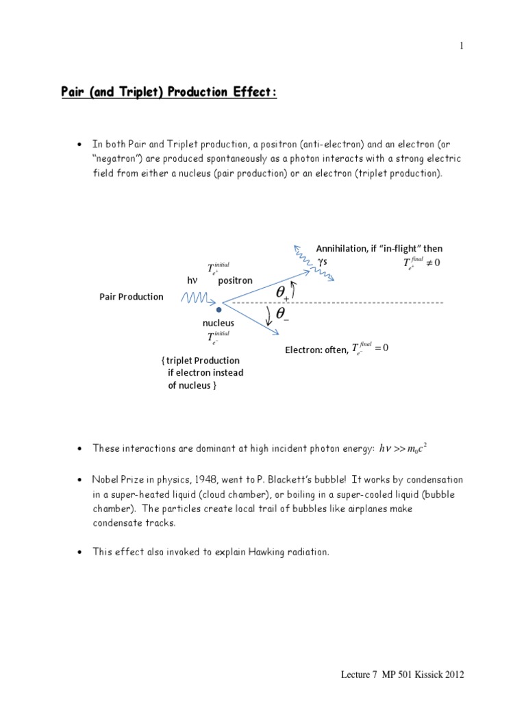 Pair and Triplet Production Effects | PDF | Electron | Atomic