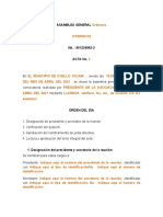 Acta de Asamblea General para Nombramiento de Junta Directiva Esal