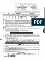 Post Graduate Common Entrance Test-2017 Subject 01-07-2017 P.M. ME/M.Tech/M.Arch/ Courses Offered by Vtu/Uvce/Ubdtce