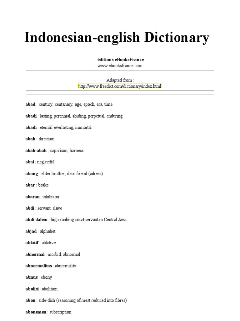 5bunknown 5d Indonesian English Dictionnaire Filebook Us Nature