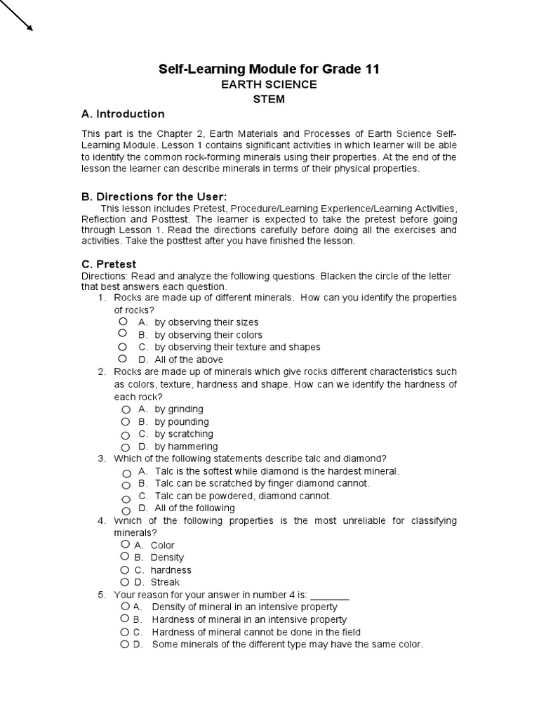 Earth Science Module: Minerals & Rocks | PDF | Rock (Geology) | Minerals