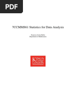 7CCMMS61 Statistics For Data Analysis: Francisco Javier Rubio Department of Mathematics