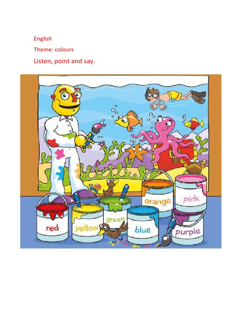 Listen, Point and Say.: English Theme: Colours | PDF