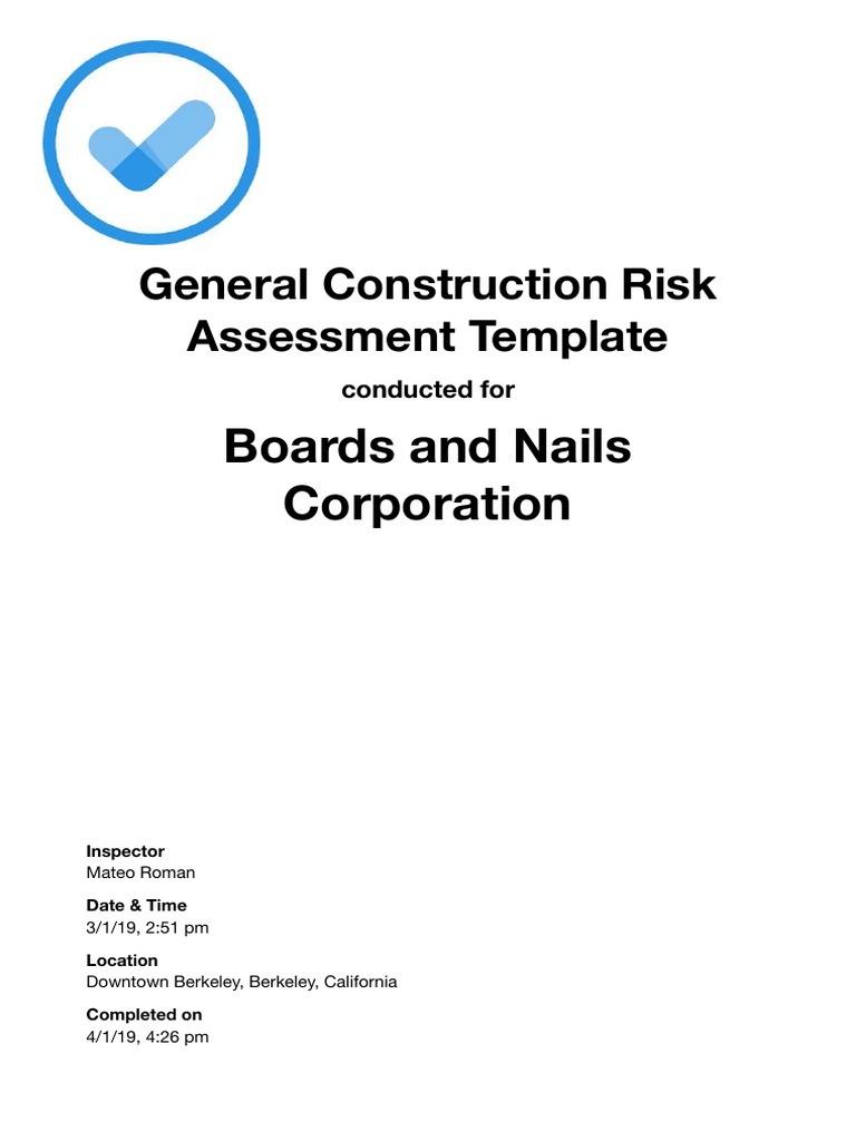 Construction Risk Assessment Template | PDF | Risk | Working Conditions