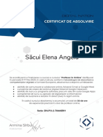 Certificat de Absolvire - Profesor in Online - Săcui Elena Angela