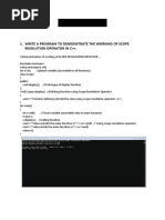 Assignment-2: 1. Write A Program To Demonstrate The Working of Scope Resolution Operator in C++