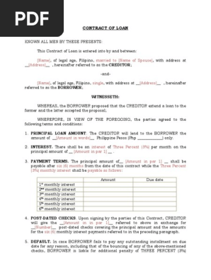 Contract of Loan Simple Loan Agreement