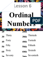 Lesson 6 Ordinal Numbers