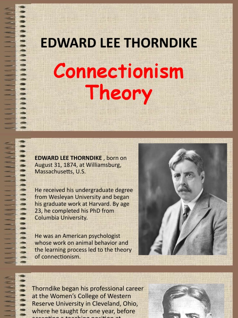 Edward Lee Thorndike Connectionism Theory PDF Psychology Cognition
