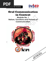 Oral Communication in Context: Module No. 1 Nature, Functions and Process of Communication