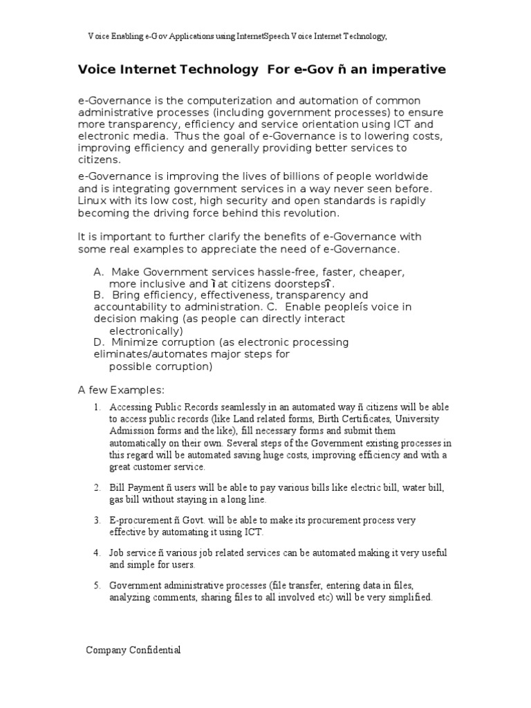 Voice Technology for e-Governance Solutions | PDF | Interactive Voice ...