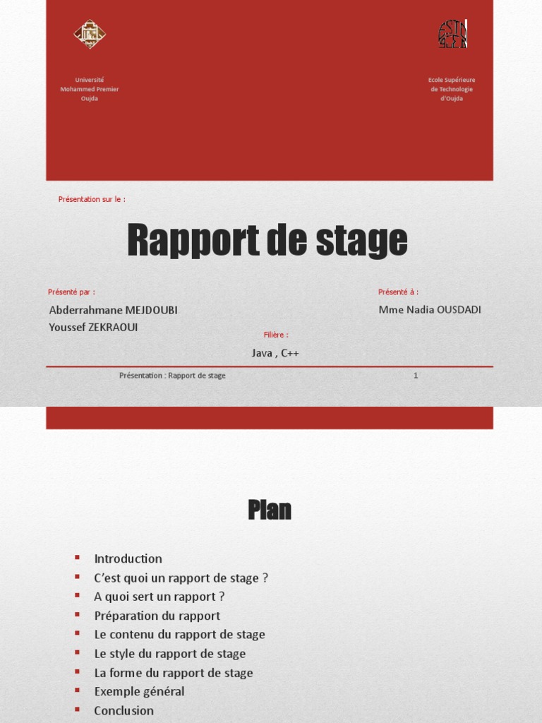 Présentation  Rapport de stage