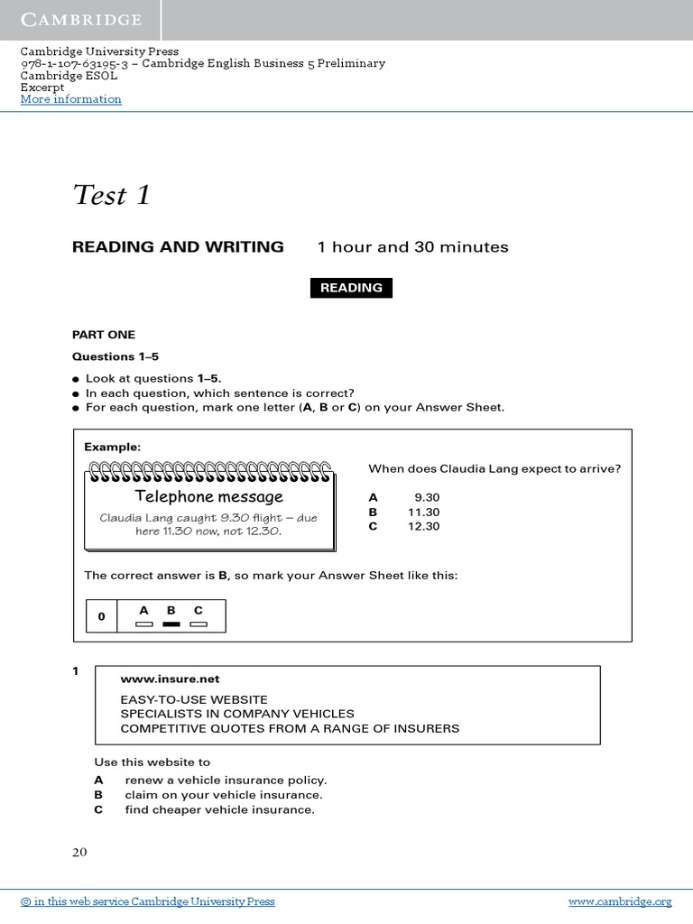 Test 1 Reading and Writing 1 Hour and 30 Minutes PDF Takeover