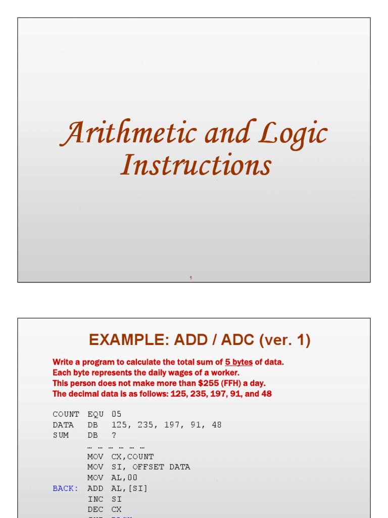 3-Arithmetic and Logic Instructions | Download Free PDF | Binary Coded ...
