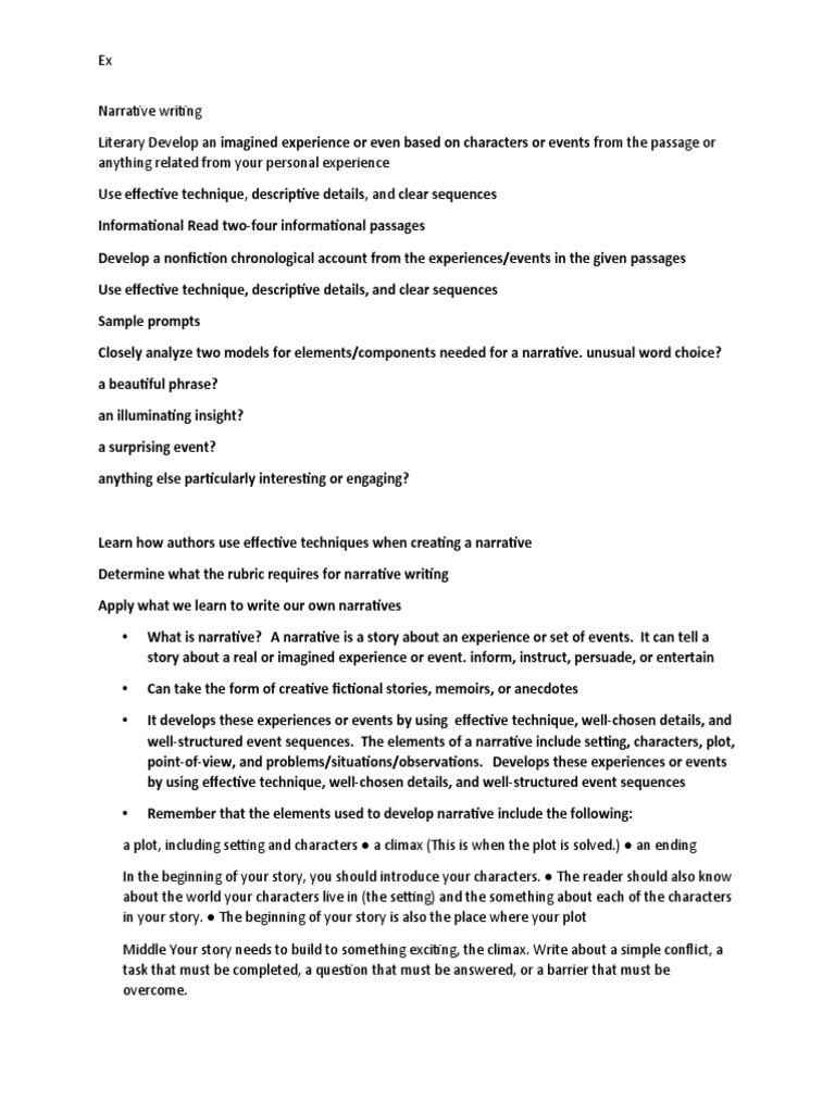 Narrative Writing Pdf Narration Narrative