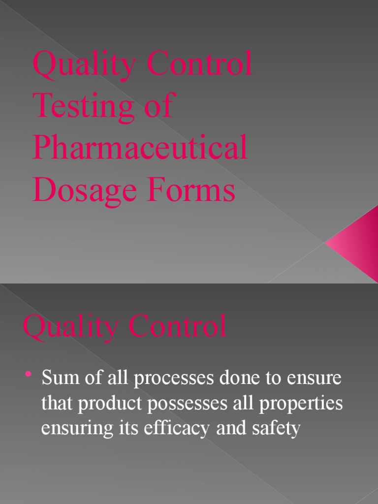 Quality Control Testing of Pharmaceutical Dosage Forms PDF Tablet