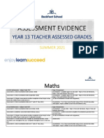 Assessment Evidence For Year 13