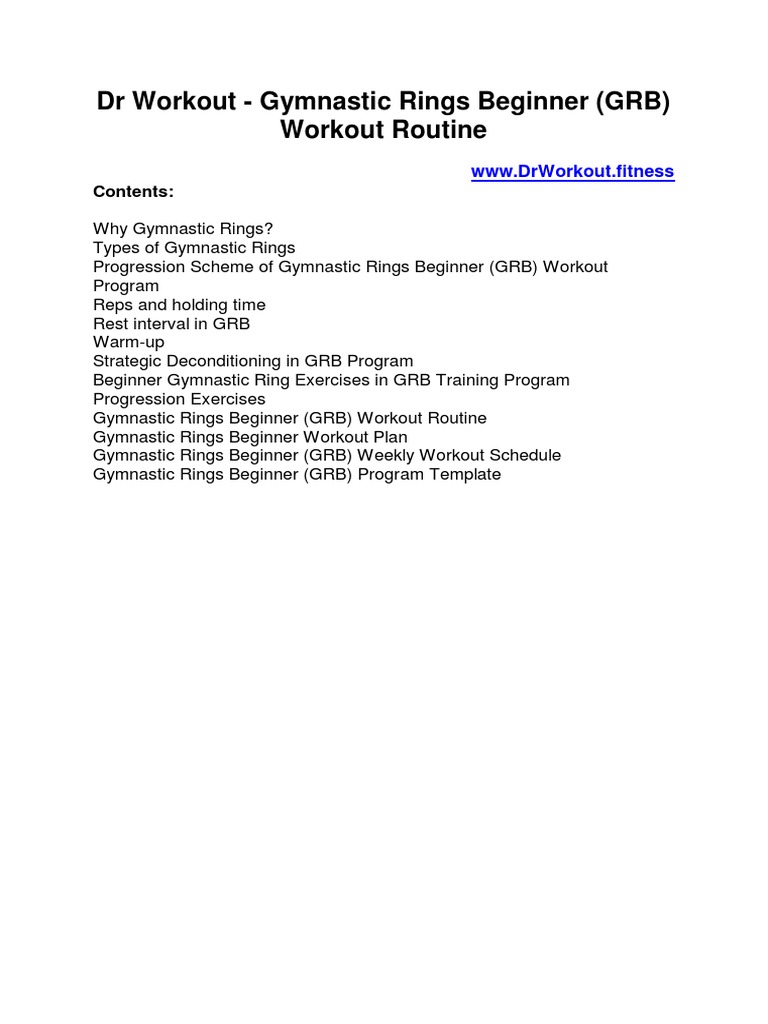 Gymnastic Rings Beginner Workout Routine PDF Physical Exercise