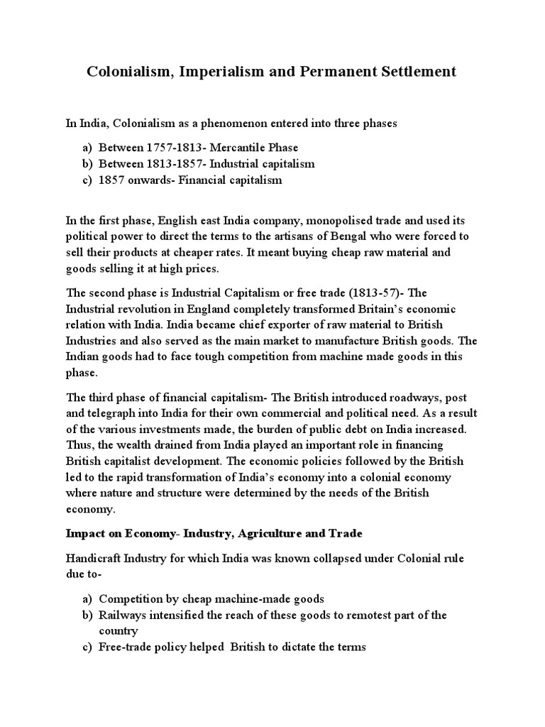 Colonialism and Imperialism in India | PDF | Capitalism | Economies