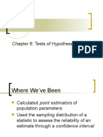 Statistics: Chapter 8: Tests of Hypotheses