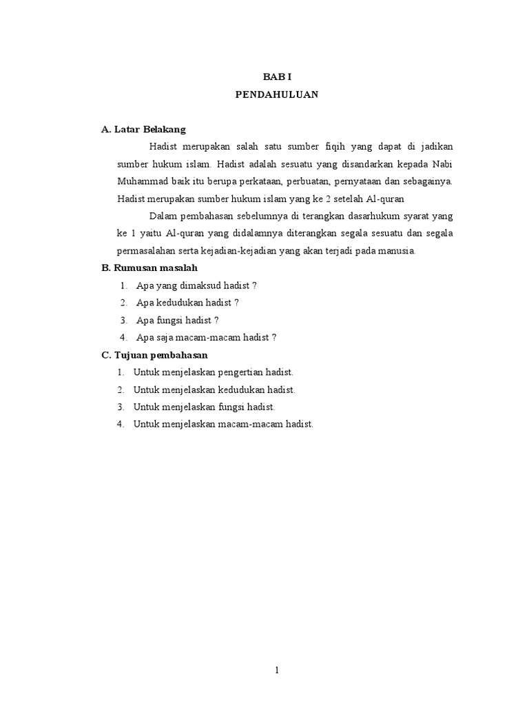 Contoh Makalah Hadist