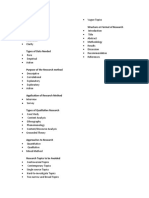 Characteristics of Research Structure or Format of Research
