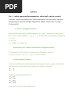 Solutions Part I - Logistic Regression Backpropagation With A Single Training Example