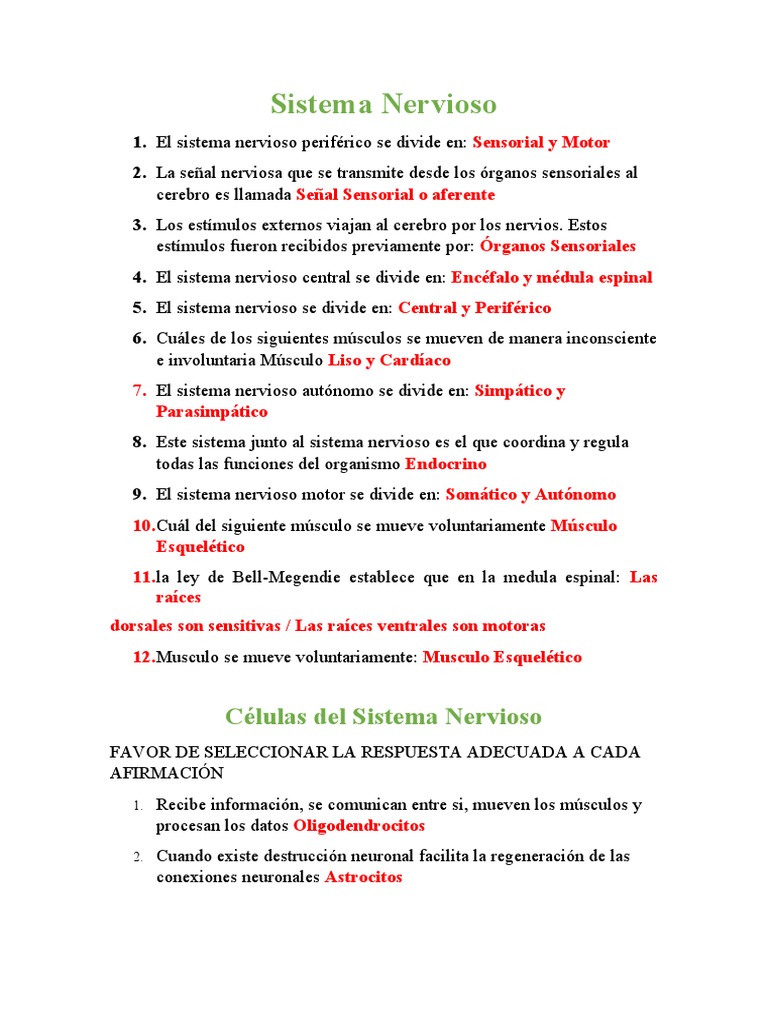 Primer Parcial Neuro (1) | PDF | Fluido cerebroespinal | Potencial de ...