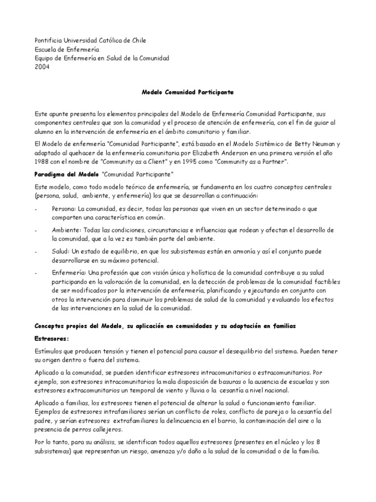 Apunte Modelo Comunidad Participante | PDF | Ciencias de la Salud