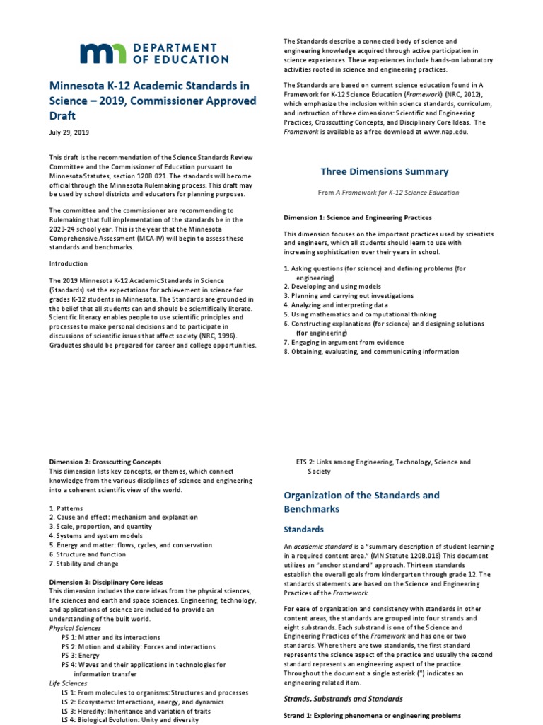 Intro & Science Standards Comr Approved DRAFT 72919 | PDF | Science ...
