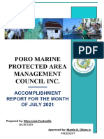 Poro Marine Protected Area Management Council Inc.: Accomplishment Report For The Month OF JULY 2021