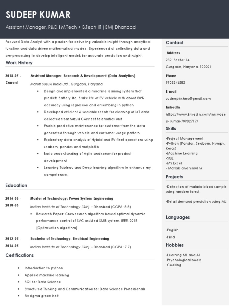 Data Analyst in EV Predictive Maintenance | PDF | Machine Learning ...