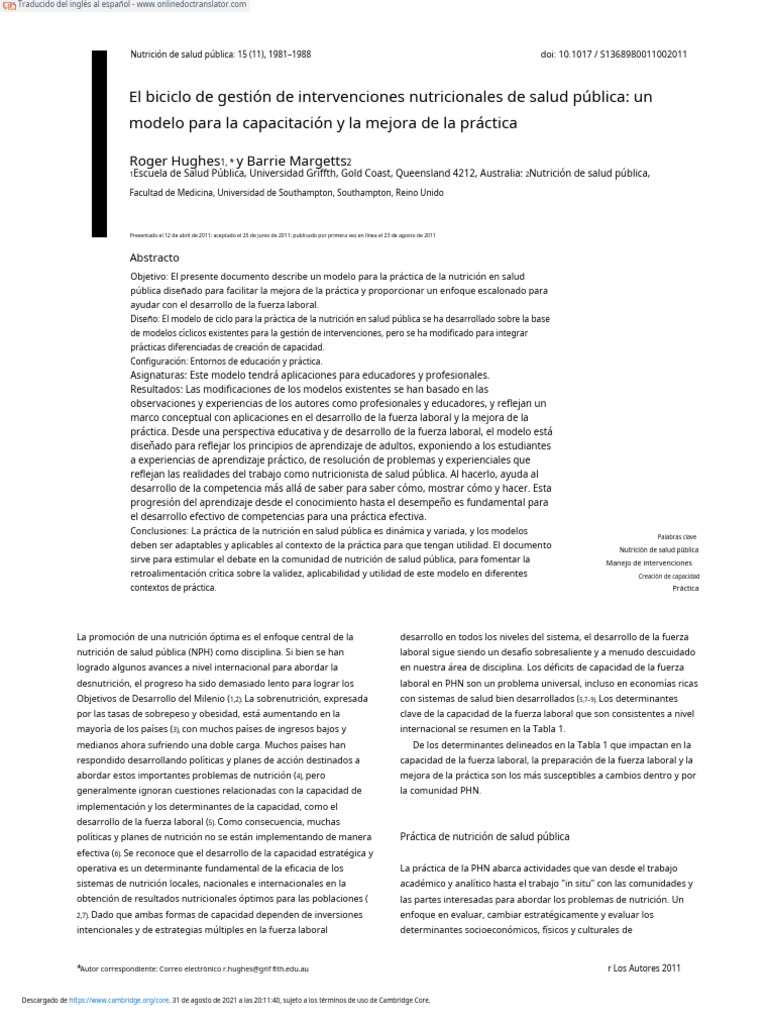 The Public Health Nutrition Intervention Management Bi Cycle A Model ...