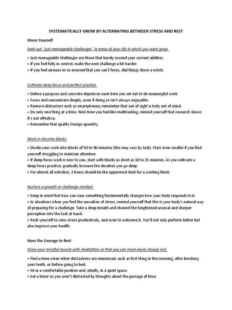 Balance Stress and Rest for Growth | PDF | Sleep | Motivation
