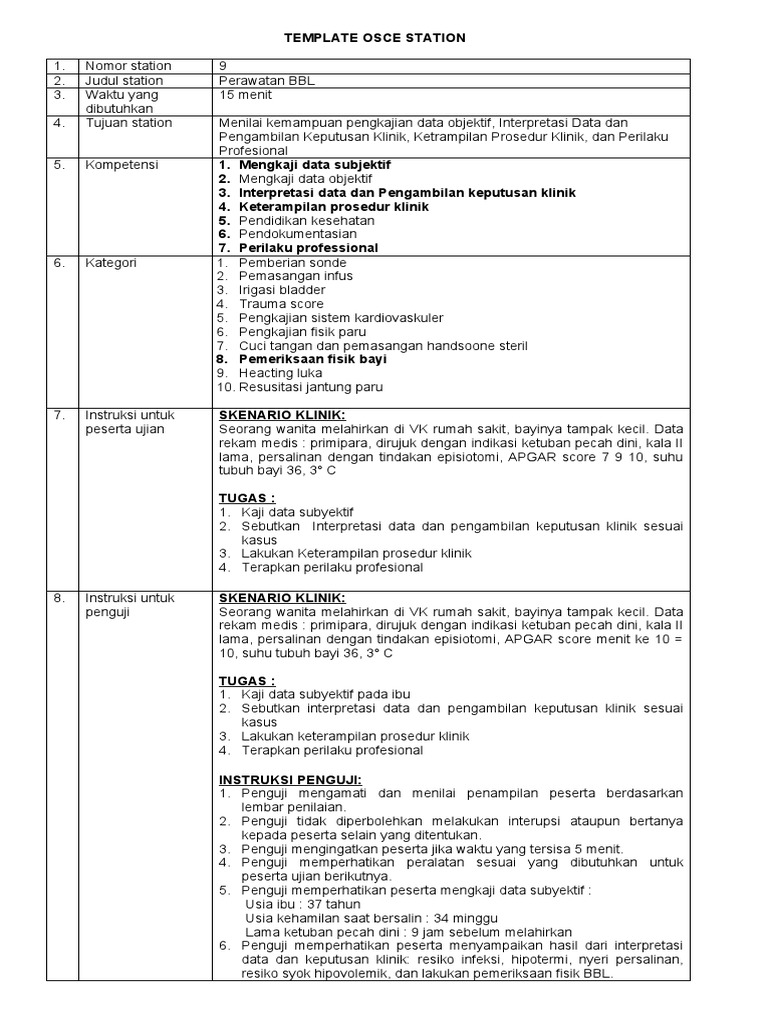 Template Osce Station PDF