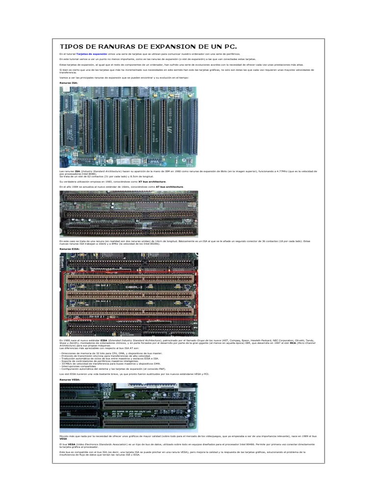 Tipos de Ranuras de Expansion de Un PC | PDF | Microcomputadoras ...