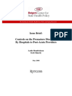 Controls on the Premature Discharge by Hospitals to Post Acute Providers