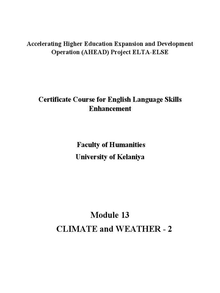 Weather Vocabulary and Communication Skills | PDF | Climate | Weather