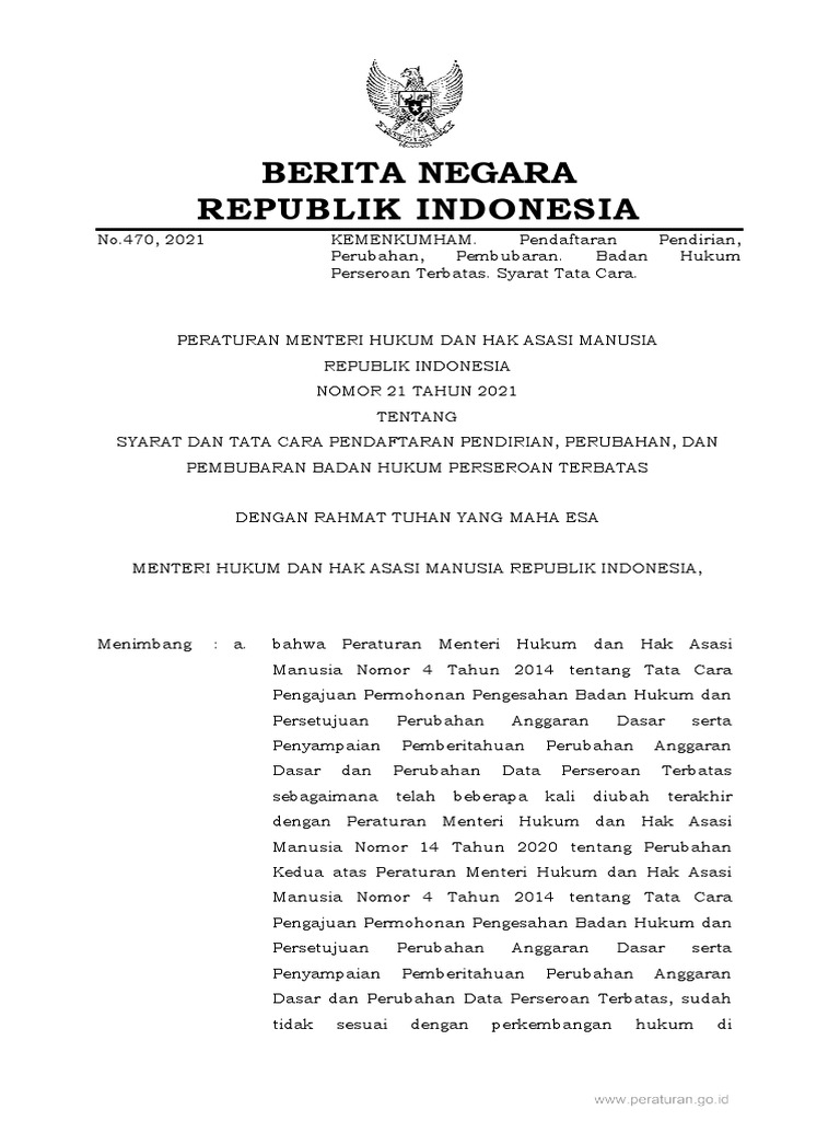 Permenkumham no 21 tahun 2021 pdf