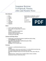 Grammar Review Part of Speech, Tenses, and Active and Passive Voice