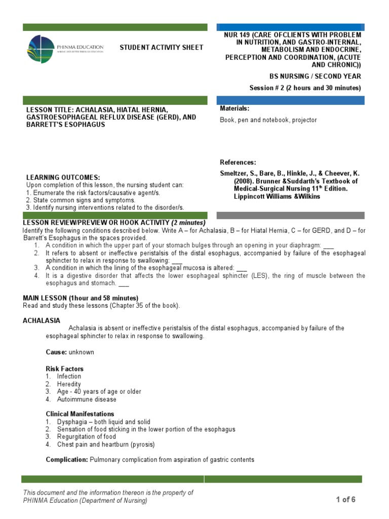 Gastrointestinal Disorders: Achalasia, Hiatal Hernia, GERD, and Barrett
