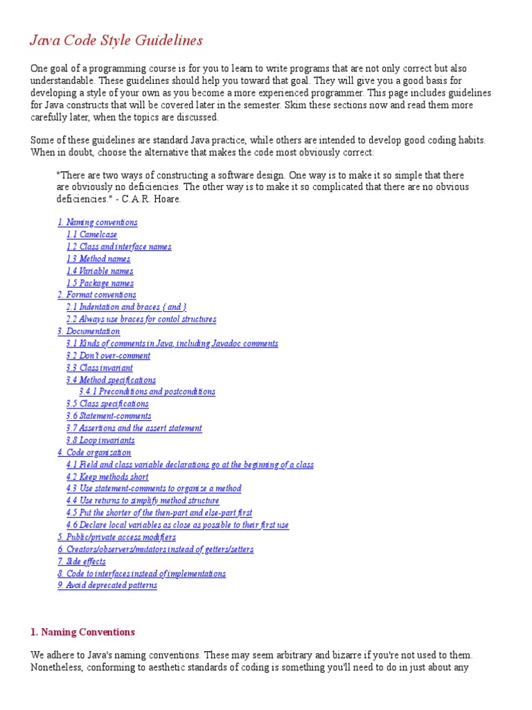 Java Style Guide | PDF | Class (Computer Programming) | Method ...