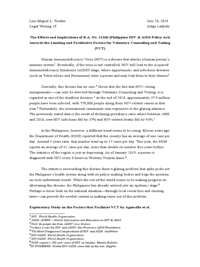 The Effects and Implications of R.A. No. 11166 (Philippine HIV & AIDS ...