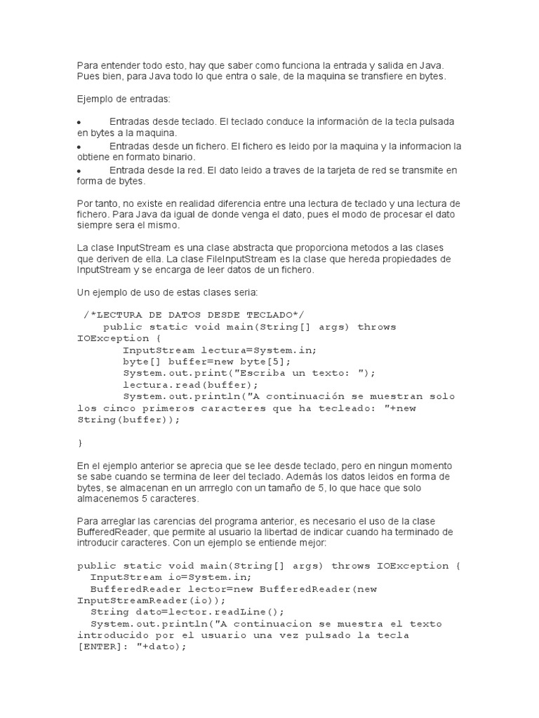 Uso de BufferedReader en Java | PDF | Archivo de computadora | Java ...