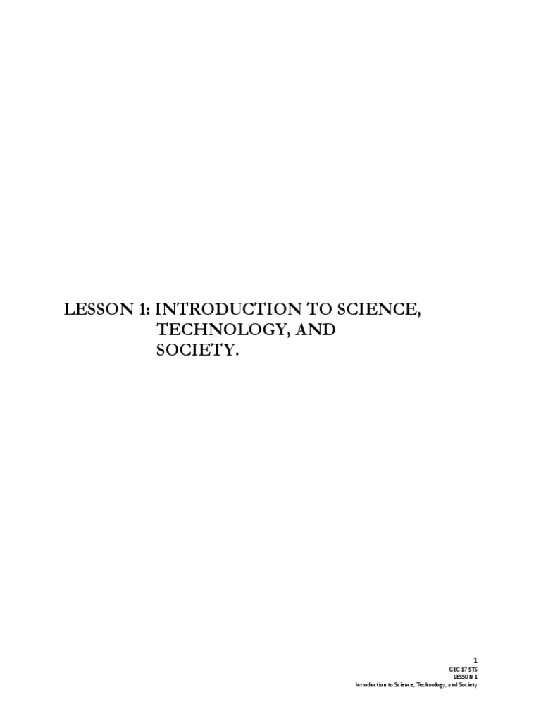 Introduction to STS: Lesson 1 Overview | PDF | Science | Mathematics