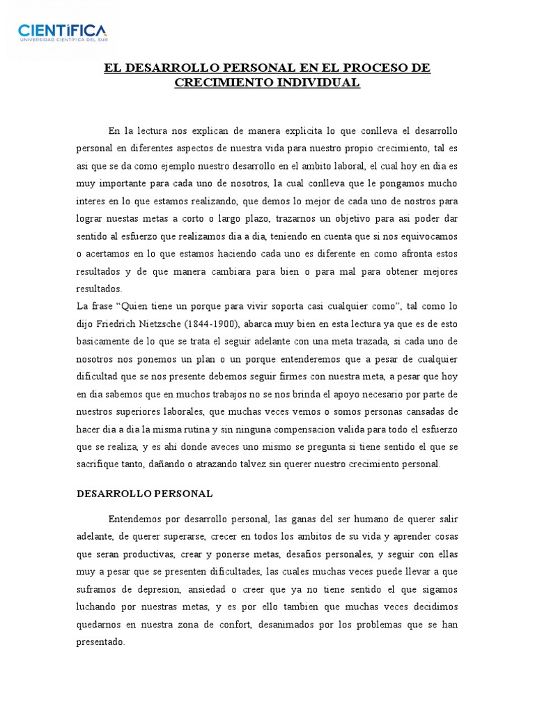 Desarrollo Personal y Crecimiento Individual | PDF | Desarrollo ...
