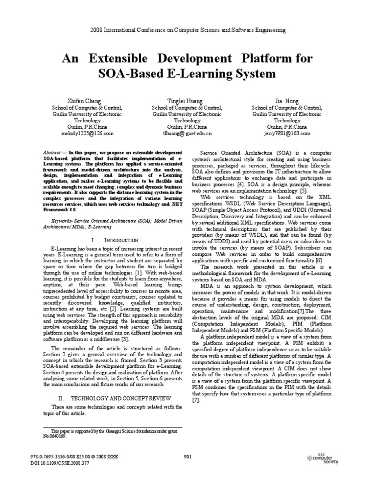 E-Learning Based On SOA | PDF | Service Oriented Architecture | Web Service