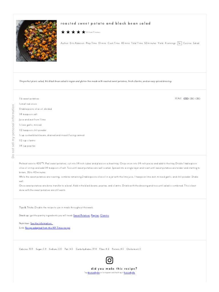Black Bean Salad With Roasted Sweet Potatoes - Naturally | PDF | Sweet ...